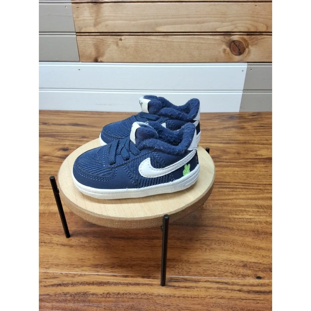 Nike Force 1 SE Booties Oregon Peace Sign Navy Blue White Crib Shoes 3C DB4078
